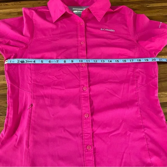 Columbia Omni-Shade Women's Fuchsia Short Sleeve Button Down Shirt Size Medium - Picture 10 of 11